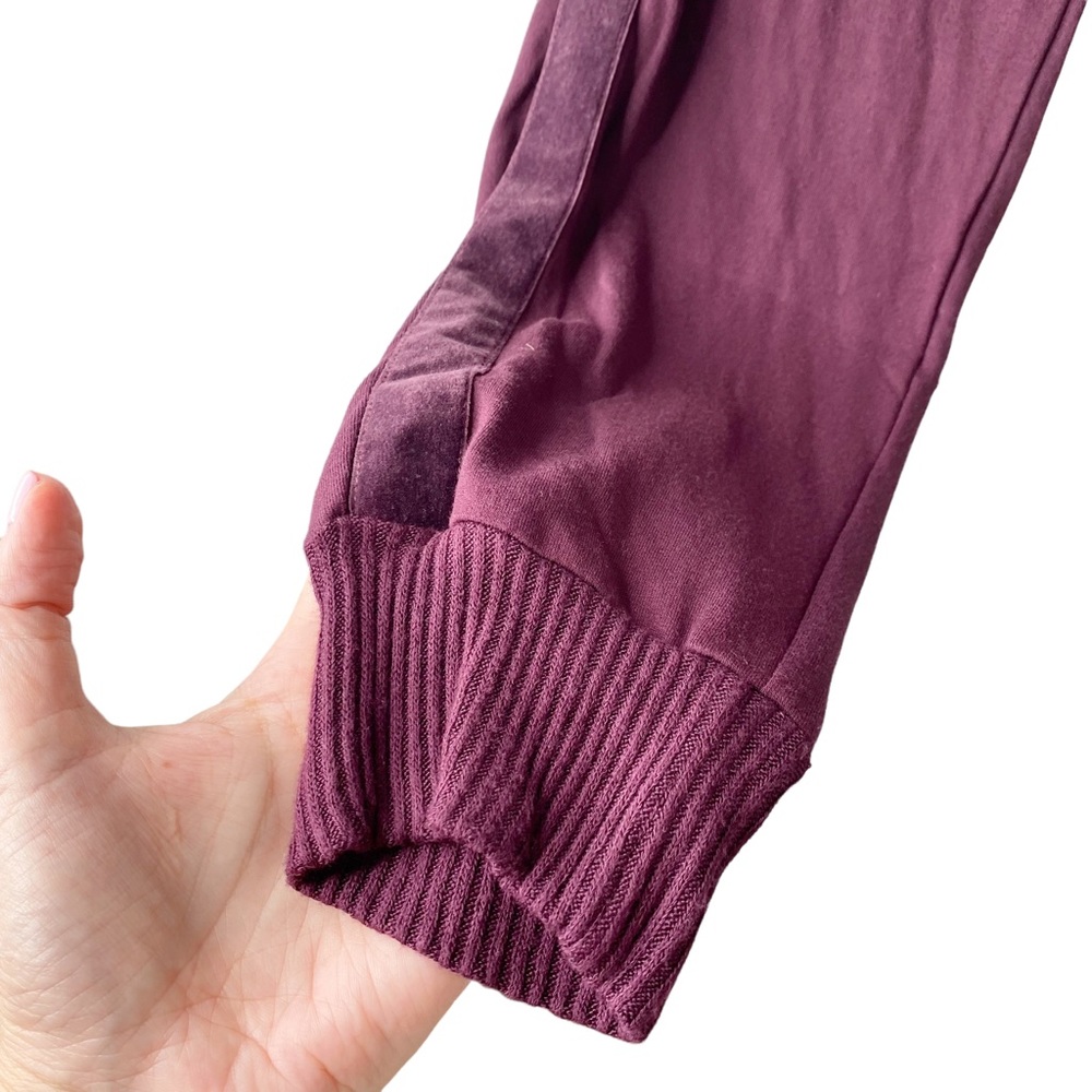 Splendid Collection Joggers Black Cherry Eggplant Velvet Trim XS - Picture 4 of 8